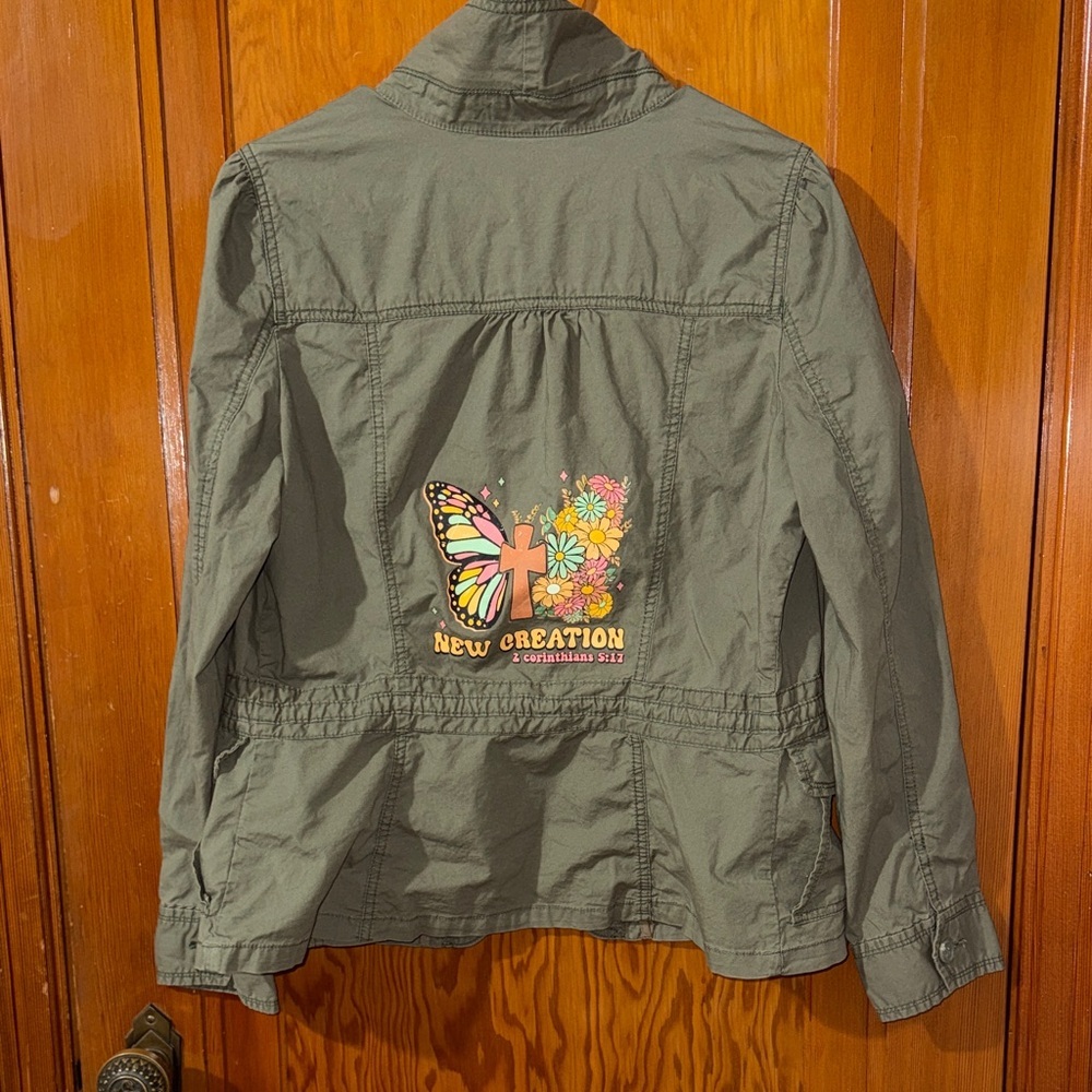 St. John’s Bay Green Jacket with Butterfly Design